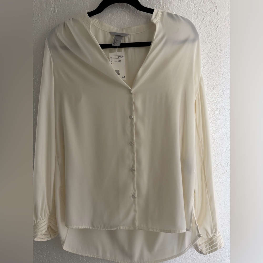 Light Cream H&M Button-Front Women's Blouse
